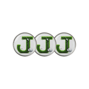 Grass Letter Golf Theme With Balls And Clubs Ball Marker