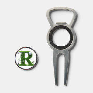 Grass Letter Golf Theme With Balls And Clubs Divot Tool