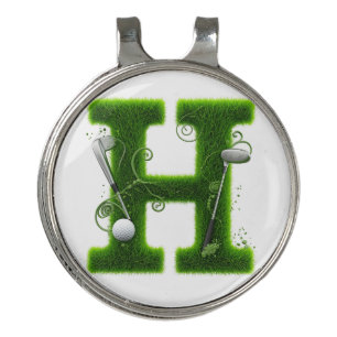 Grass Letter Golf Theme With Balls And Clubs Hat Clip