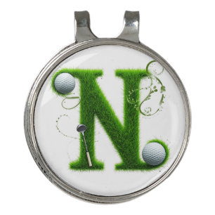 Grass Letter Golf Theme With Balls And Clubs Hat Clip