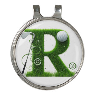 Grass Letter Golf Theme With Balls And Clubs Hat Clip