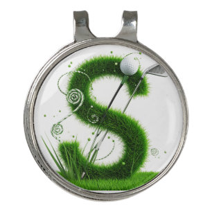 Grass Letter Golf Theme With Balls And Clubs Hat Clip