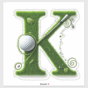Grass Letter Golf Theme With Balls And Clubs Sticker