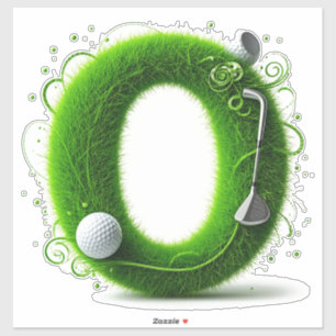 Grass Letter Golf Theme With Balls And Clubs Sticker