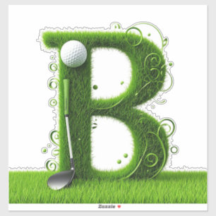 Grass Letter Golf Theme With Balls And Clubs Sticker
