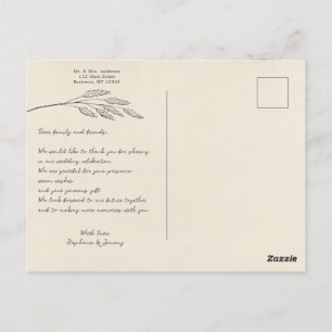 Grass Line Art Photo Thank You Post Card