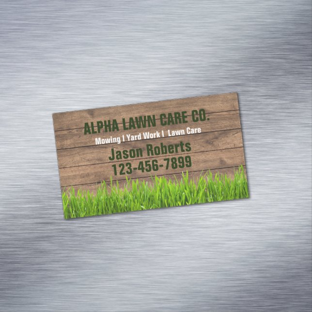 Grass Mowing Yard Lawn Care Landscape Landscaping Business Card Magnet (In Situ)
