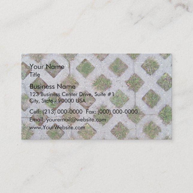 Grass Paver With Checkered Pattern Business Card (Front)