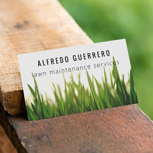 Grass Photo Lawn Care Gardener Landscaping Business Card