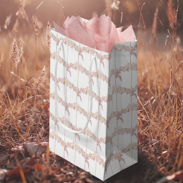 Grass pink watercolor repeat patterned small gift bag (Creator Uploaded)