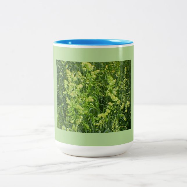 Grass Seed Blooms Two-Tone Coffee Mug (Center)