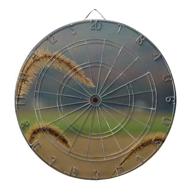 Grass Seed Stalks Dartboard With Darts (Front)