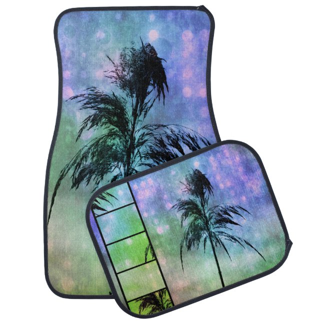 Grass Sparkle Green N Periwinkle Car Mats (Set)