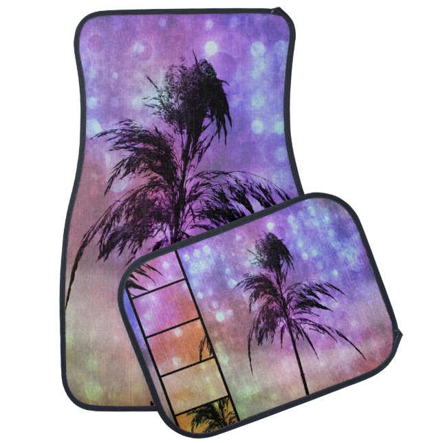 Grass Sparkle Purple N Orange Car Mats (Set)