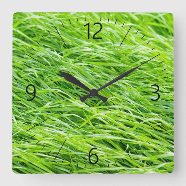 Grass Square Wall Clock (Front)