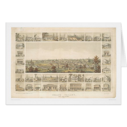 Grass Valley, CA. Panoramic Map 1858 (0663A) Cards (Front Horizontal)