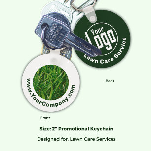 Grass Website Logo Company Name Green White Promo Keychain
