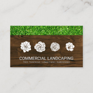 Grass Wood Grain Flowers Landscaping Business Card