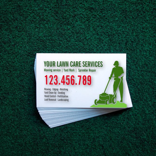 Grass Yard Lawn Mowing Care Gardening Landscaping Business Card (Creator Uploaded)