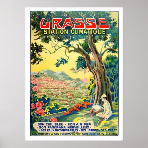 Grasse France vintage travel Poster