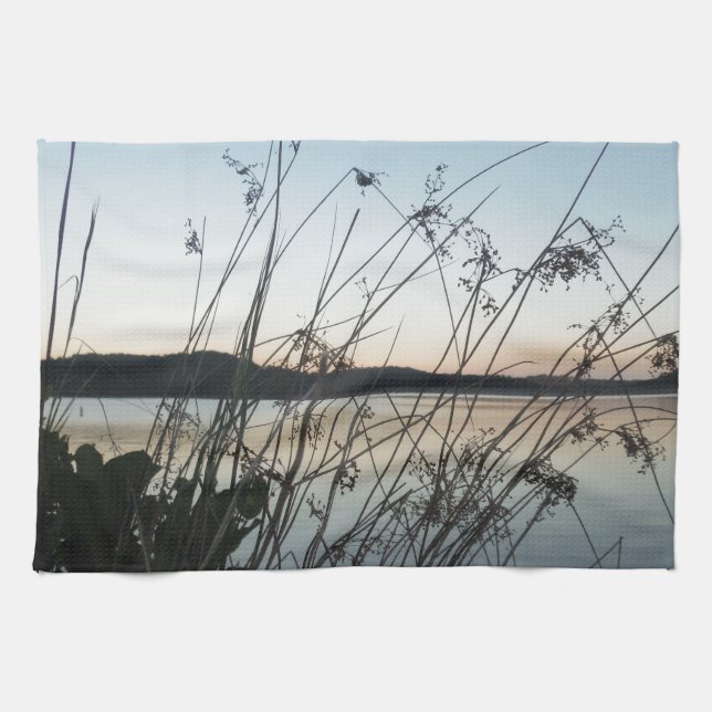 Grasses at lake Sunset Towel (Horizontal)