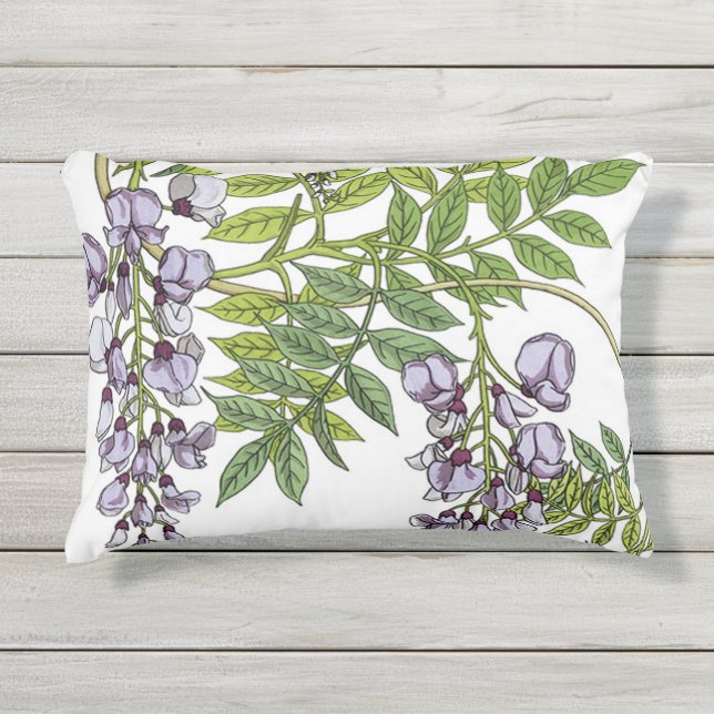 Grasset’s Art Nouveau Wisteria Outdoor Pillow (Front)