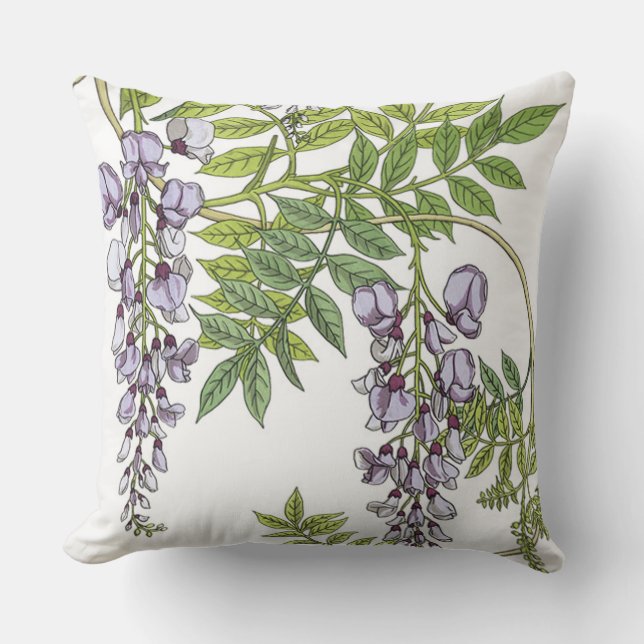 Grasset’s Art Nouveau Wisteria Outdoor Pillow (Front)