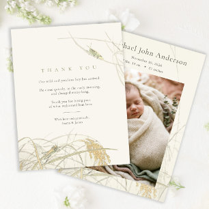 Grasshopper Baby Shower Photo Thank You Card 