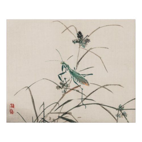 Grasshopper by Kōno Bairei  Faux Canvas Print