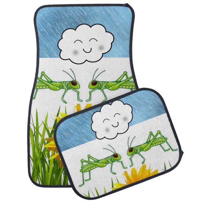 Grasshopper Clouds Grass  Car Floor Mat (Set)