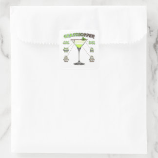 GRASSHOPPER Cocktail Recipe Art Square Sticker