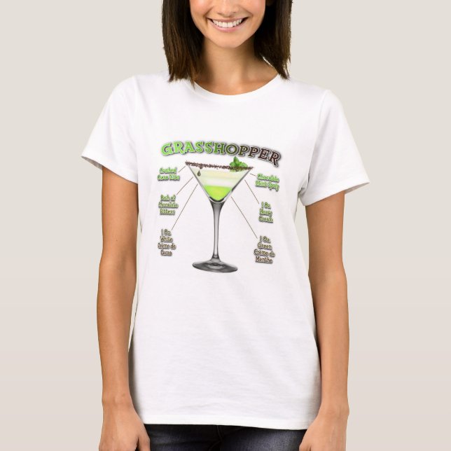 GRASSHOPPER Cocktail Recipe Art  T-Shirt (Front)