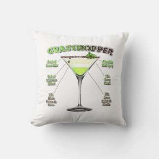 GRASSHOPPER Cocktail Recipe Art Throw Pillow