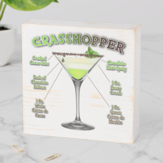 GRASSHOPPER Cocktail Recipe Art Wooden Box Sign