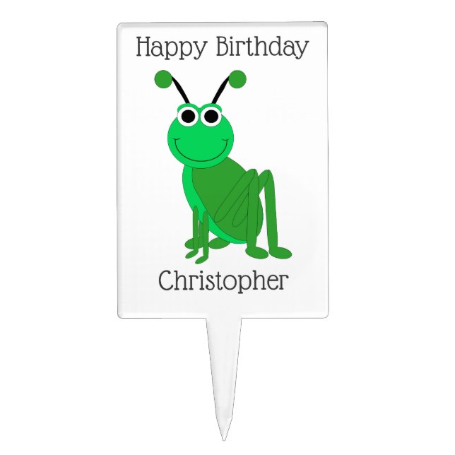 Grasshopper Design Birthday Cake Topper (Front)