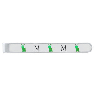 Grasshopper Design Monogrammed Silver Finish Tie Bar