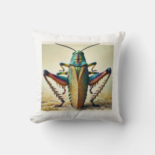 Grasshopper dorsal view 020924IREF242 - Watercolor Throw Pillow