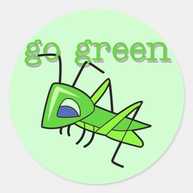 Grasshopper Go Green T-shirts and Gifts Classic Round Sticker (Front)
