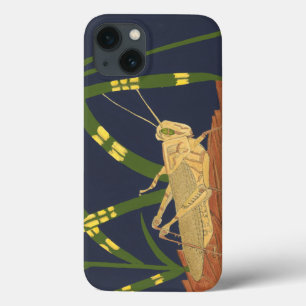 Grasshopper in Green Grass on Blue Background iPhone 13 Case