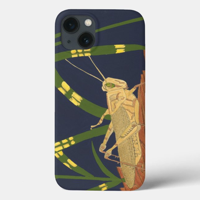 Grasshopper in Green Grass on Blue Background Case-Mate iPhone Case (Back)