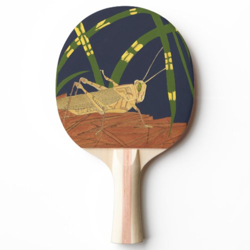 Grasshopper in Green Grass on Blue Background Ping-Pong Paddle