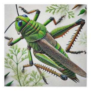 Grasshopper in natural environment 251024IREF222 - Faux Canvas Print