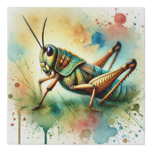 Grasshopper in the Sunlight 270924AREF103 - Waterc Faux Canvas Print