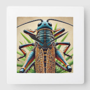 Grasshopper in watercolor and ink 060924IREF201 - Square Wall Clock