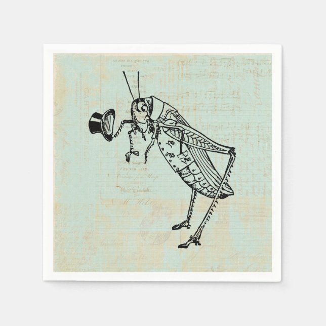 Grasshopper with Top Hat Napkins (Front)