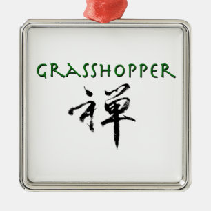 Grasshopper with "Zen" symbol Metal Ornament