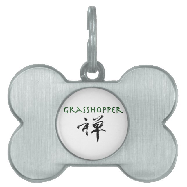 Grasshopper with "Zen" symbol Pet Tag (Front)