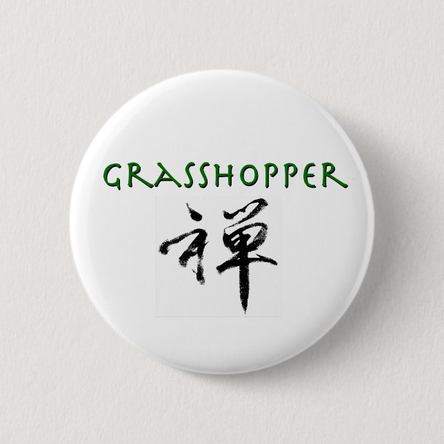 Grasshopper with "Zen" symbol Pinback Button (Front)