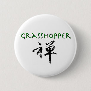 Grasshopper with "Zen" symbol Pinback Button