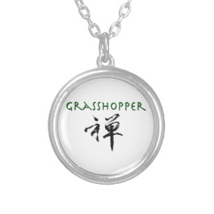 Grasshopper with "Zen" symbol Silver Plated Necklace